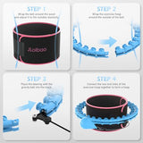 Weighted Hula Circle for Adults Weight Loss, Infinity Fitness Hoop Plus Size 51 Inch with Sweat Belt, Include 27 Detachable Links and Waist Trainer for Women (Blue)