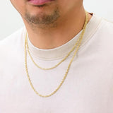 Nuragold 14K Real Yellow Gold Rope Diamond Cut Chain Lightweight Necklace