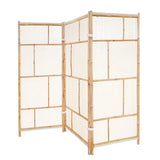Handcrafted Bamboo 3 Panel Folding Room Divider Privacy Screen, Freestanding 6 Feet Tall Decorative Room Separator, Ecru 100% Cotton Fabric Statra