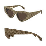 Gucci GG2019S Runway Monogram Pattern Cat-Eye Shape Sunglasses with Luxury Eyewear Kit