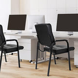 JupiterForce Waiting Room Chairs, Leather Office Reception Guest Chair No Wheels with Padded Arms Rest , Black