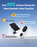 Doorbell Camera Wireless with Solar Panel, Nonstop Power Video Doorbell with Head-to-Toe View, No Monthly Fee