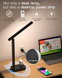 Addtam LED Desk Lamp, Power Strip with 3 Outlets 4 USB Charging Ports(2 USBC), 4 Modes 5 Level Brightness Touch Lamp