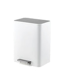 Garvee Space-Saving Bathroom Trash Can, 3.4 Gallon Small Trash Can with Soft-Close Lid, Foot Pedal & Removable Inner Bucket, Rectangular Stainless Steel Garbage Can for Home, Office, White