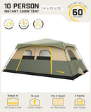 FanttikOutdoor Zeta C10 Pro Camping Tent 10 Person Instant Cabin Tent Setup in 60 Seconds with Rainfly & Windproof Portable with Carry Bag for Family Camping & Hiking, Upgraded Ventilation, Green