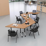 Usosidam Folding Conference Room Table with Wheels, Modular Mobile Trapezoidal Flip-Top Training Table