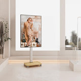 AOKCOS Tall Rolling TV Stand with 90° Rotation & 12° Tilt, 10-Height Adjustable Mobile TV Stand for 32-65 Inch TVs, Portrait/Landscape TV Cart for Home Office Studio, White