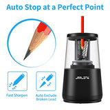 JARLINK Electric Pencil Sharpener, Heavy-Duty Helical Blade to Fast Sharpen, Auto Stop for No.2/Colored Pencils(6-8mm) (Black)