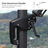 PURPLE LEAF 11.5' X 8.2' Tilting Patio Umbrella with Base Outdoor Cantilever Swivel Rectangle Umbrella Aluminum Offset Umbrella, Light Grey