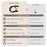 LifeZoom Neck Reading Light, Rechargeable Book Light for Reading at Night, 660nm Red Light & White Modes, Flexible 360° Bendable, Lightweight for Reading, Travel, Eye Care, Better Sleep & Recovery