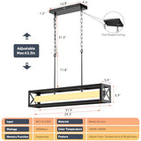Glimchase 31.5" Rectangular Island Lights for Kitchen, 30W Black Linear Chandeliers for Dining Room Light Fixture, Farmhouse LED Dimmable Pendant Lighting for Kitchen Island Dining Room Bar Over Table