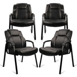 CLATINA Big & Tall 500 lb. Guest Chair, Leather Reception Chairs with Padded Arm Rest for Waiting Room Office Home and Meeting Conference-Black, 4 Pack