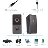 Stereo 2.0 USB Powered 3.5mm Aux Multimedia Speakers for Laptop/Desktop/Tablets/Phone