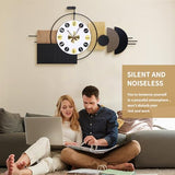 Anmotpe Luxury Modern Wall Clocks-Large Geometric Dial Wall Clock Battery Operated,Wood Metal Frame Big Clock Silent Non Ticking for Living Room, Bedroom,Kitchen,Office -42X21.6 Inch