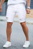 GINGTTO Jean Shorts Men Stretch Casual Summer Denim Shorts for Men White 33