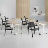 Waiting Room Guest Chair, Leather Stationary Office Reception Chairs No Wheel