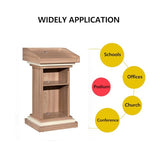 Podium Stand Wood, Solid Wood White Podium Pulpit for Church, Church Lecterns & Podiums with Tilted Desktop