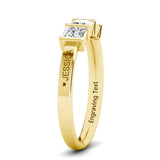 Oseew 1.5 Carat 3 Stone Gold Moissanite Ring for women Wedding Rings for Women Princess Cut Moissanite Engagement Ring Yellow gold