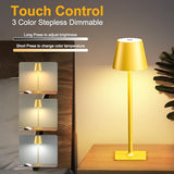 Yogaret 2 Pack Gold Rechargeable Table Lamps, Cordless Lamp with 6000mAh Battery Operated, Wireless Lamp for Restaurant