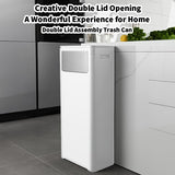 WanWanKa Trash Can with Lid, Large Tall 8 Gallon Commercial Trash Can, Plastic Waste Bin with Press top Lid, White Garbage Can Suitable for Kitchen, Bathroom, Bedroom, Living Room, Office WanWanKa