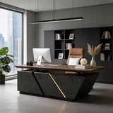 SAINTCY Professional Executive Desk with Privacy Panel & Drawers