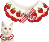 Aoeeki Cat Collar Breakaway, Kitten Collar with Cute Bow Tie Strawberry Pattern Comfortable for Kitty and Small Puppies, Bandana Fits Neck 2-3 Inches (White)