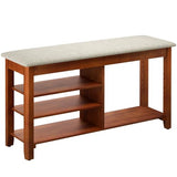 FAGAGA Shoe Rack Bench with Flip-Top Storage, Solid Wood Entryway Bench with Cushion, Adjustable Shelf, Shoe Organizer for Front Door Entrance, Hallway, Living Room, Mudroom (Beige, 39.4" L)