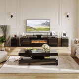 4-Piece Modern Living Room Table Set, Black