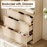 WAMPAT Modern 72" Tall Bookshelf with 6 Drawers and Open Book Shelves