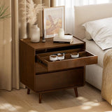 25.43" Nightstands Set of 2 with Leg Walnut Night Stand Set 2 for Bedrooms