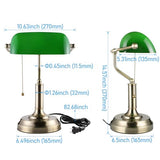 Green Glass Bankers Desk Lamp, Antique Desk Lamps with Brass Base, Traditional Library Lamp