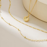 YOIHUR Layered Gold Necklaces for Women, 14K Gold Plated Beading Figaro Necklace Trendy Layering Circle Pendant Necklace Set Jewelry for Women