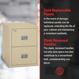 FireKing Patriot Vertical 2 Drawer Fire Rated File Cabinet, Parchment