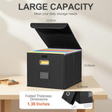 Hleelomi Collapsible File Box with Lid & Plastic Slide - Hanging Document Organizer for Office/Home, 14.96x12.6x10.83 Inch