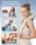 PERLEVI Neck and Shoulder Massager for Pain Relief Deep Tissue-Shiatsu Deep Kneading Massager with Heat to Relieve Neck Shoulder Back Waist Leg Muscle Soreness Fatigue (Beige)