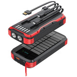 MINRISE Solar Charger Power Bank, 40000mAh Portable Charger PD 20W Fast Charging Solar Power Bank Built in 4 Cables and USB-C in/Output, Camping Essentials External Battery Pack with Flashlights