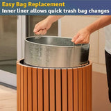 Zedfire 17 Gallon Round Outdoor Trash Can - Heavy Duty Steel & Wood Composite Commercial Decorative Garbage Bin