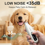 PUKACO Upgraded Mini Dog Paw Trimmer with LED Light, Low Noise Small Pet Hair Trimmer 18mm Wide Curved Blade, 35dB Cordless Waterproof Pet Paw Grooming Clippers for Dogs, Cats, Paws, Ears, Face, Rump