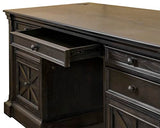 Traditional Wood Double Pedestal Executive Desk, Writing Table, Office Desk, Fully Assembled, Dark Brown
