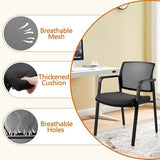 Mesh Back Stacking Guest Chairs,Stackable Waiting Room Arm Chair with Fabric Upholstered for Office