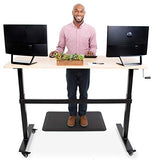 55 Inch Standing Desk with Detachable Wheels | Crank Height Adjustable Sit to Stand  (Maple) Stand Steady