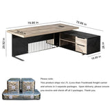 70.86 inch Inch Large Executive Desk with Drawers Cabinet, L Shaped Office Desk, Computer Desk