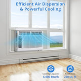 Window Air Conditioner 6000 BTU Smart, Cool Up to 250 Sq. Ft. with Remote WiFi Control, Energy Saving, Quiet, Dehumidification, Cooling, White for Office, Bedroom, Kitchen