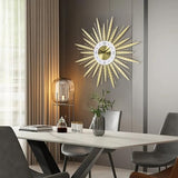 Anmotpe 23 inch Gold Starburst Wall Clock, Silent Non-Ticking Large Modern Starburst Decorative Clock for Home Decor, Living Room, Bedroom, Office