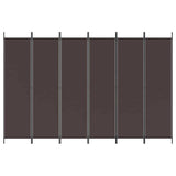 Zexlorith 6-Panel Room Divider, Brown Fabric Partition, 118.1x78.7 in