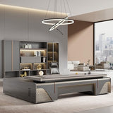 LSIGHTUS Luxury 94 Inch L-Shaped Executive Desk with Lateral File Cabinet