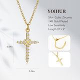 YOIHUR 14K Gold Plated Cubic Zirconia Cross Necklace for Women, Non-Tarnish Faith Jewelry for Women, Cross Faith Pendants Necklaces for Christian Occasions Christmas Valentine's Day and Mother's Day