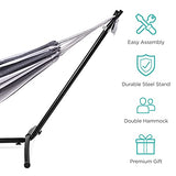Best Choice Products Double Hammock with Steel Stand, Indoor Outdoor Brazilian-Style Cotton Bed w/Carrying Bag, 2-Person Capacity - Steel