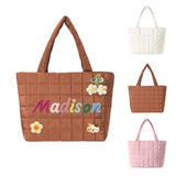 Mother's Day Personalized DIY Down Travel Bag. Quilted shoulder bag, customizable with names and cute expressions. A thoughtful gift for your best friend, loved ones, or your mom this Mother's Day.