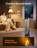 DREO Space Heater Indoor, 25" 11.5ft/s Fast Portable Room Heater with Remote and Thermostat, 3 Modes, Overheating & Tip-Over Protection, Electric Heaters for Indoor Use Large Room, Bedroom, Silver